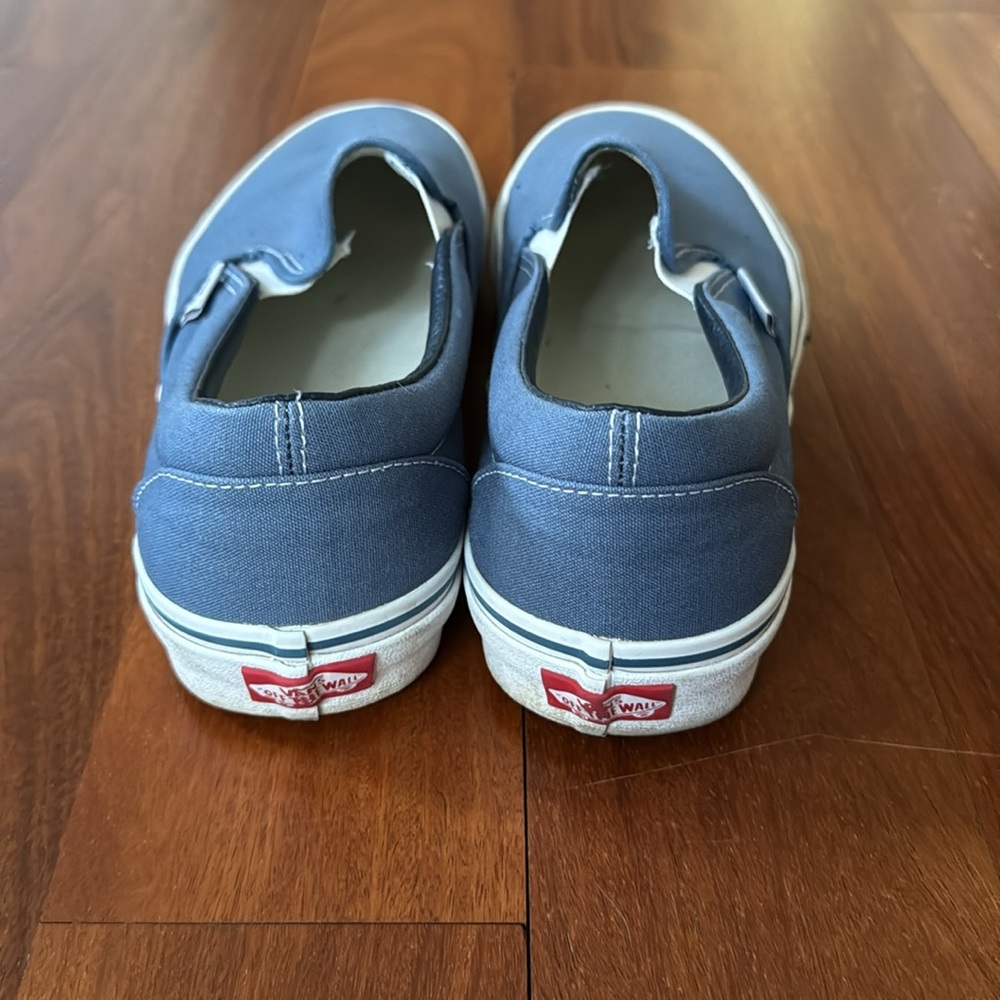 Vans Slip-On Classic Canvas Sneakers in Blue and White - Picture 3 of 3